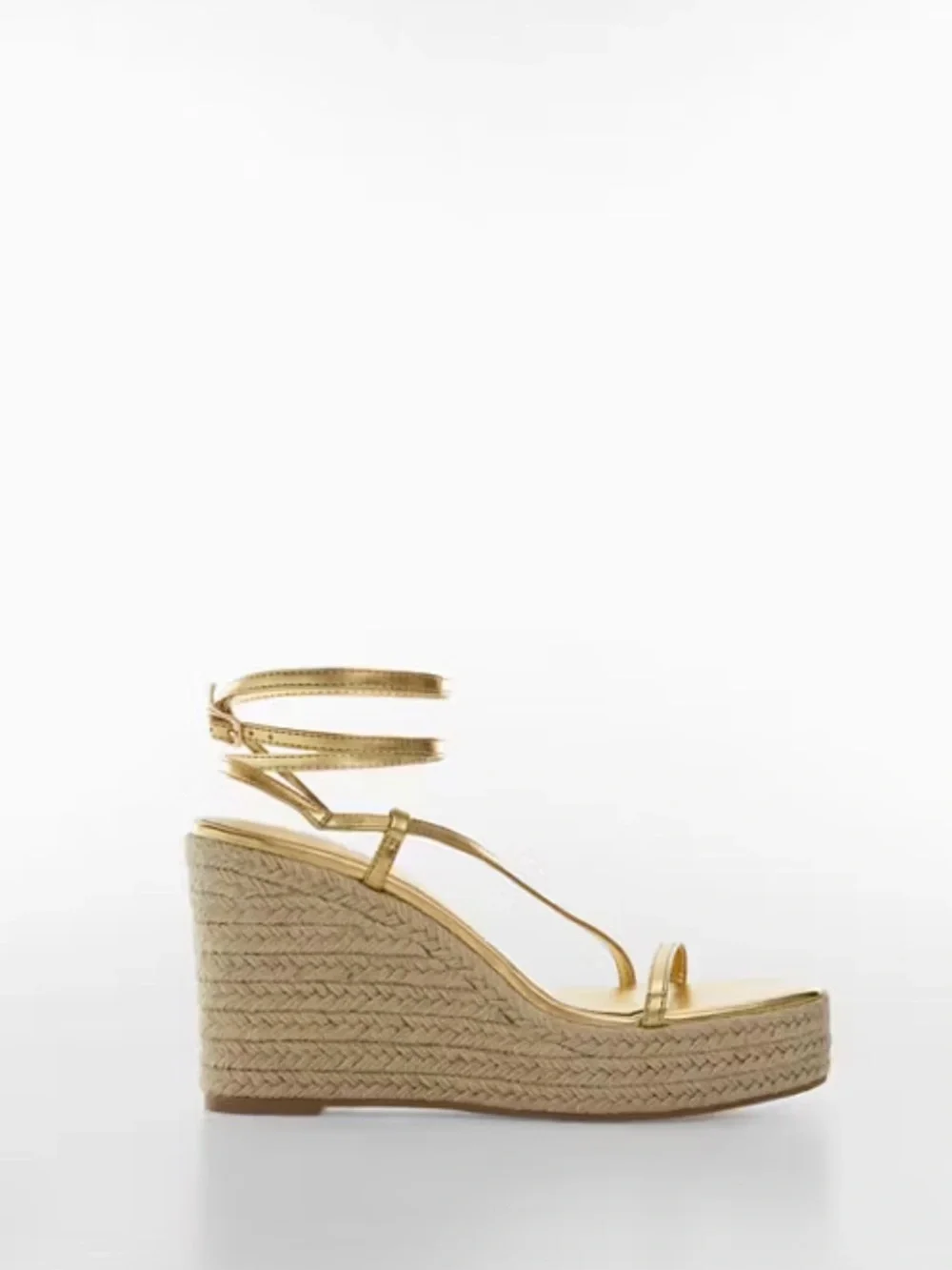 Mango Gold Metallic Espadrille Platform Sandals
